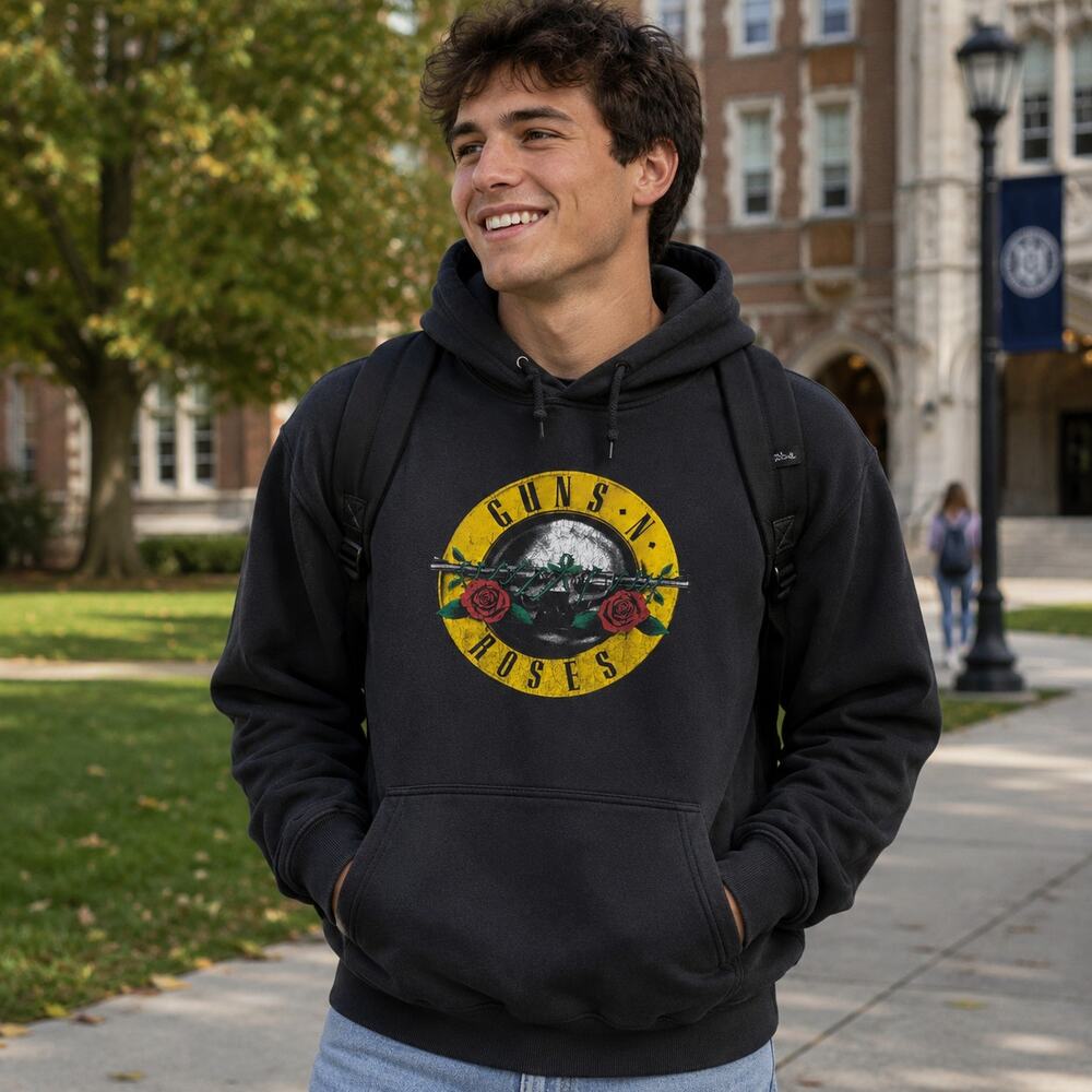 Guns N’ Roses Black Graphic Hoodie Pullover Rock Band Sweatshirt Unisex 2XL